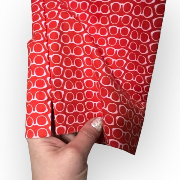 Boden Richmond Red Trousers with Glasses Motif Slim Straight Leg Pants Size 6L - Picture 7 of 15